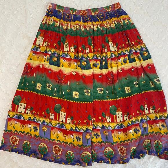 Coldwater Creek Dresses & Skirts - VTG Coldwater Creek Womens Sz XL Skirt Teacher Artsy Folk Art Ducks Cottagecore
